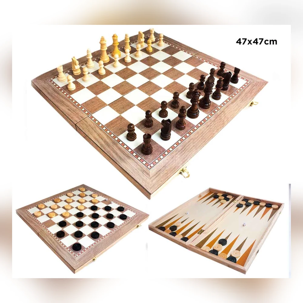 Caja del juego de mesa Ajedrez y backgammon (tablero de madera)