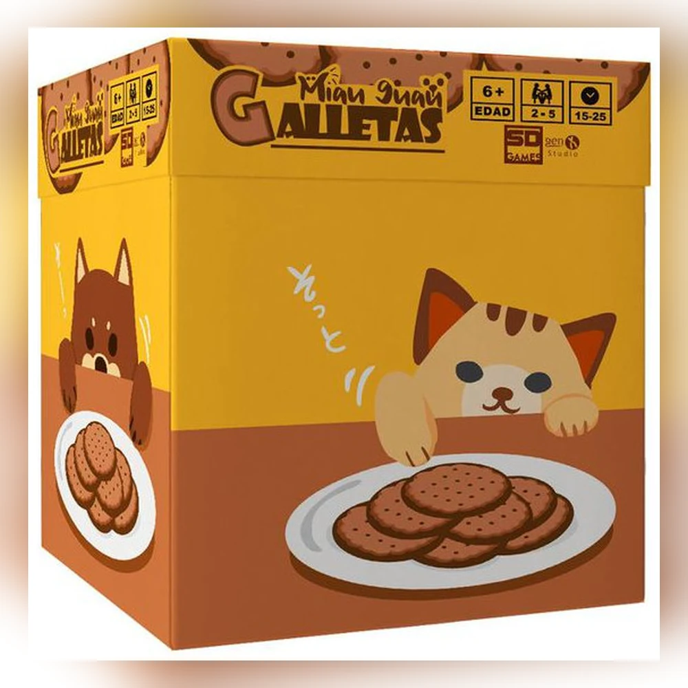 Caja del juego de mesa Miau, guau, galletas